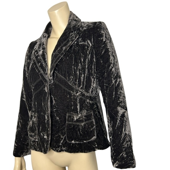 Access Bronze Crushed Velvet Cropped Blazer Sz 6 Whimsigoth Grunge Fairy Whimsy - Picture 2 of 6